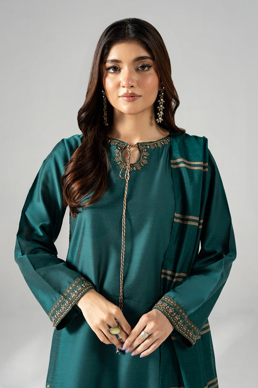 3 Piece Cotton Silk Embroidered Suit (FS0205)