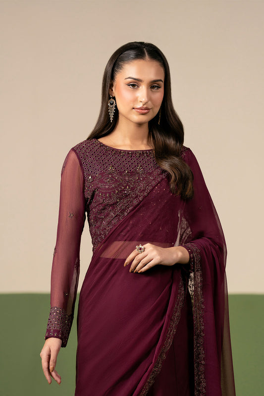 2 Piece Chiffon Embroidered Suit (FW0033)