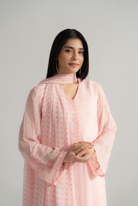 3 Piece Chiffon Embroidered Suit (FL0166)