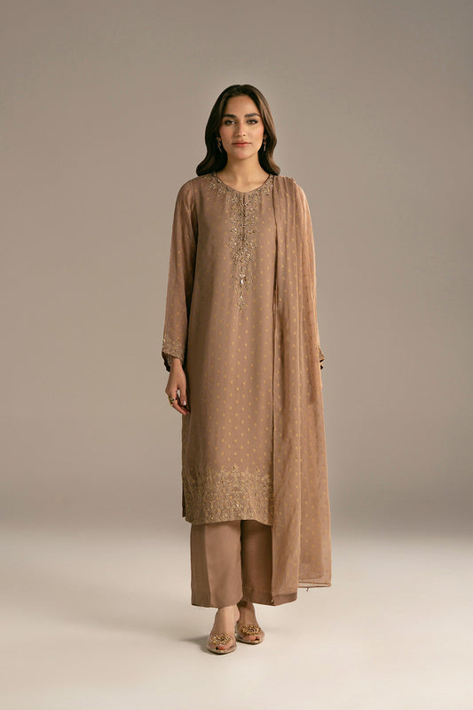 3 Piece Chiffon Embroidered Suit (FL0114)
