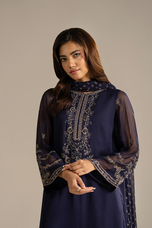 3 Piece Chiffon Embroidered Suit (FL0115)