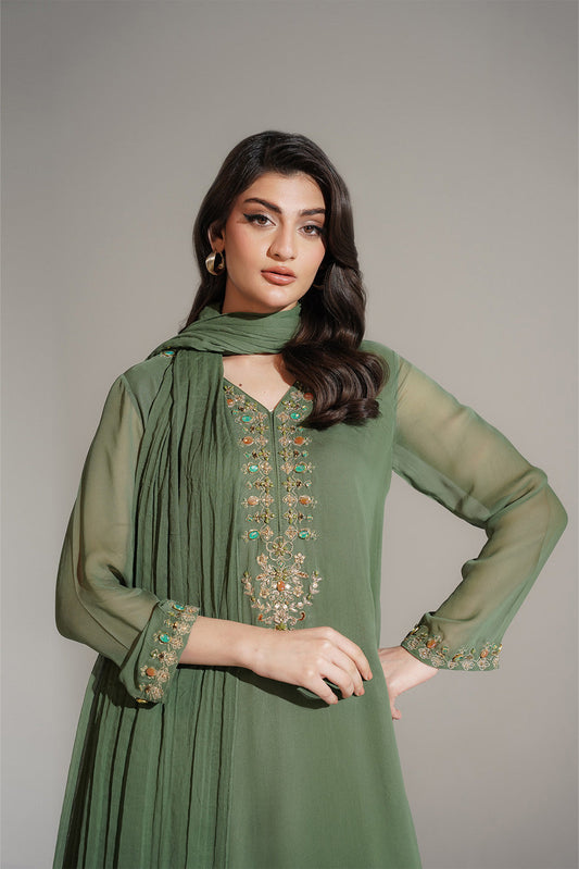 3 Piece Chiffon Embroidered Suit (FL0131)