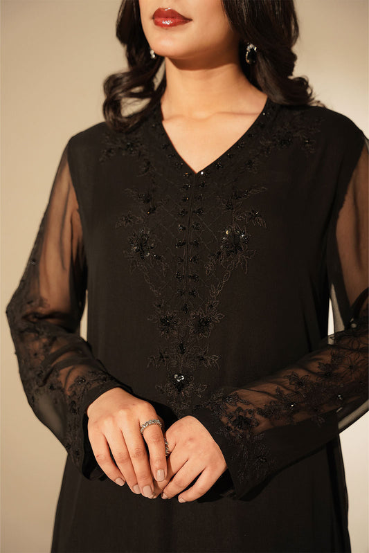 1 Piece Chiffon Embroidered Dress (FL0133)