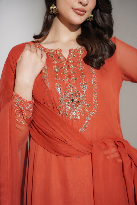 3 Piece Chiffon Embroidered Suit (FL0137)
