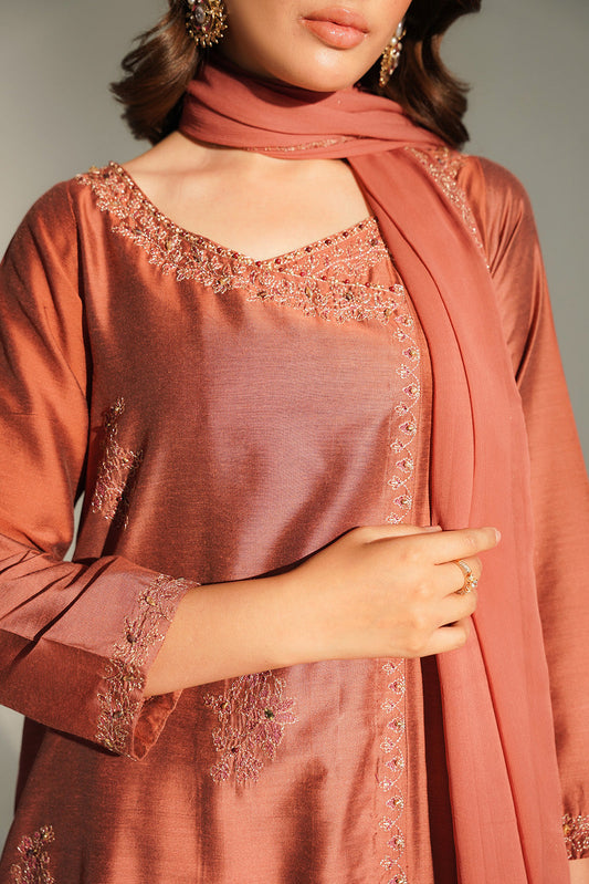 3 Piece Cotton Silk Embroidered Suit (FL0148)