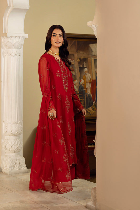 3 Piece Chiffon Embroidered Suit (FL0162)