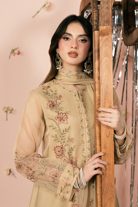 3 Piece Organza Embroidered Suit (FL0188)