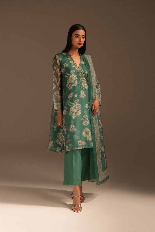 3 Piece Rajo Net Printed Embroidered Suit (FS0064)