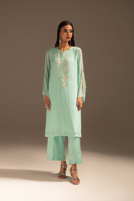2 Piece Chiffon Embroidered Suit (FS0067)