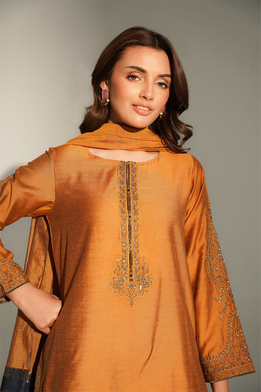 3 Piece Cotton Silk Embroidered Suit (FS0147)