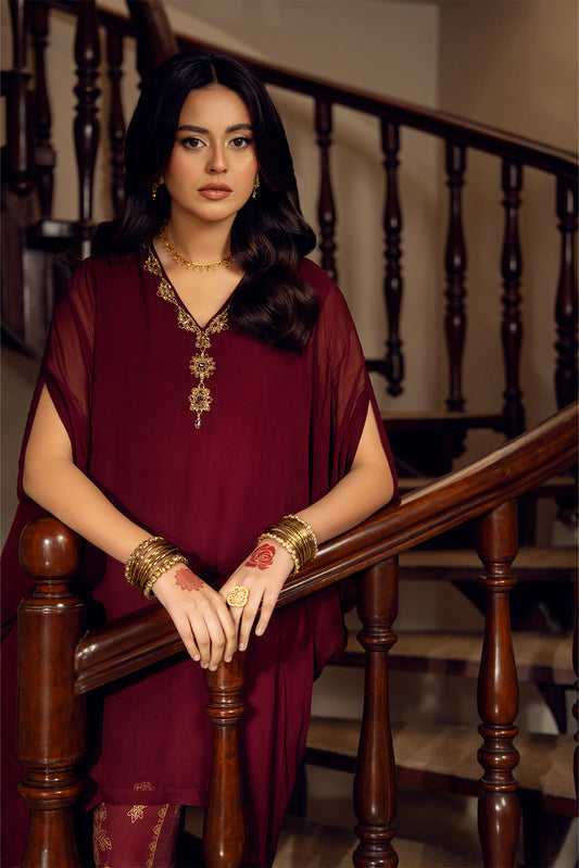 2 Piece Chiffon Embroidered Suit (FS0149)