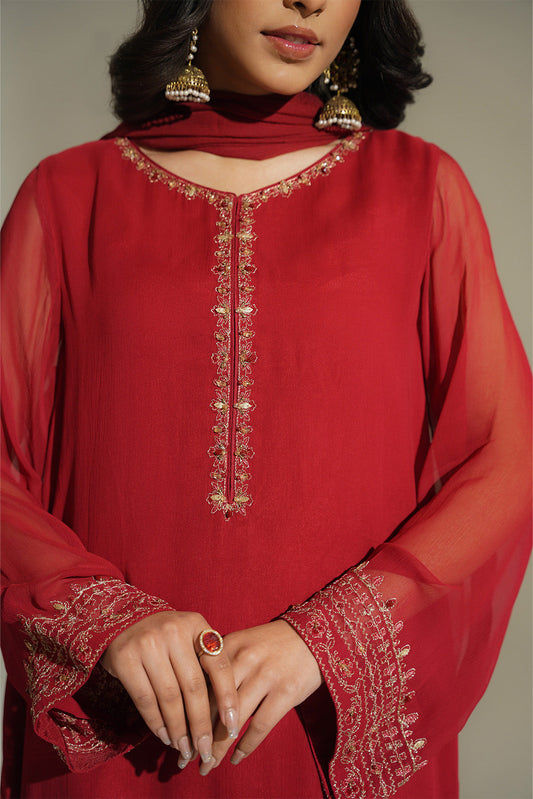 3 Piece Chiffon Embroidered Suit (FS0154)