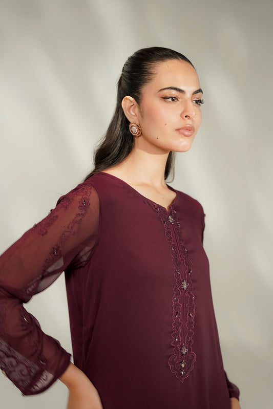 1 Piece Chiffon Embroidered Shirt (FS0213)
