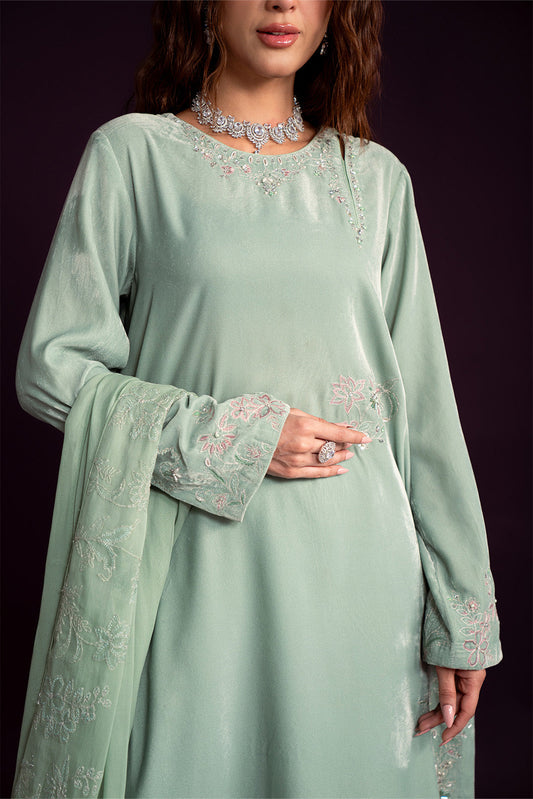 3 Piece Velvet Embroidered Suit (FV0011)