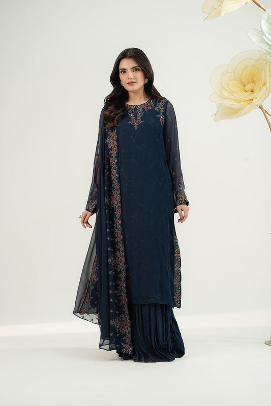 3 Piece Chiffon Embroidered Suit (FW0024)