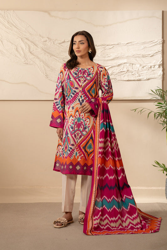 3 Piece Unstitched  Lawn Printed Suit (UC0040)