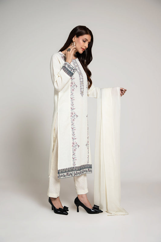 3 Piece Cotton Karandi Embroidered Suit (BA0020)