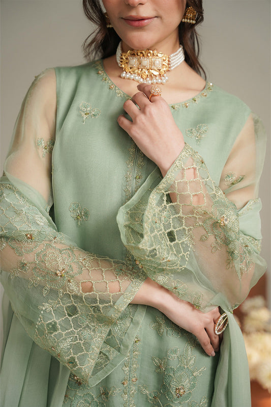 3 Piece Organza Embroidered Unstitched Suit (UF0031)