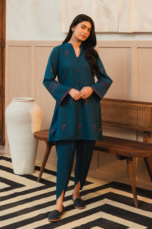 2 Piece Slub Khaddar Embroidered Suit (AE0050)