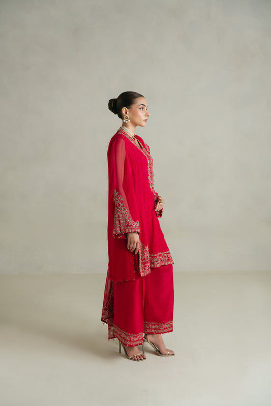 3 Piece Unstitched Chiffon Embroidered Suit (UF0006)