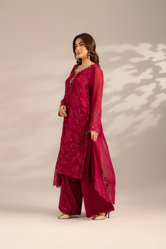 3 Piece Chiffon Embroidered Suit (FL0076)