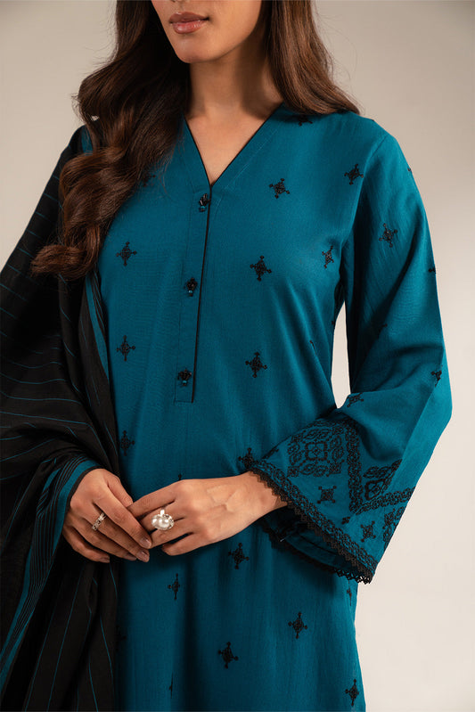 3 Piece Lawn Karandi Embroidered Suit (CS0340)