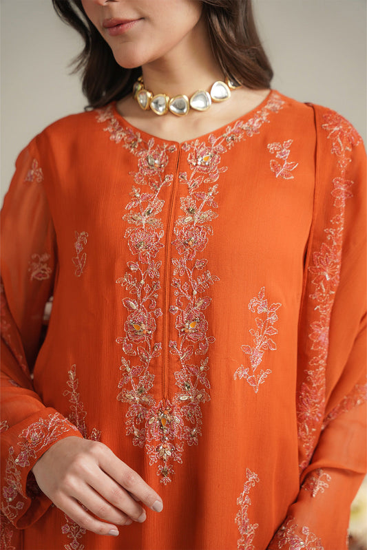 3 Piece Chiffon Embroidered Unstitched Suit (UF0030)