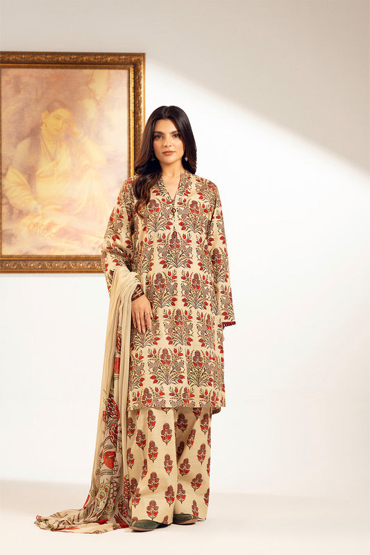3 Piece Slub Khaddar Printed Suit (UC0073)