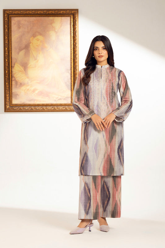 2 Piece Unstitched Printed Slub Khaddar Embroidered Suit (UC0078)