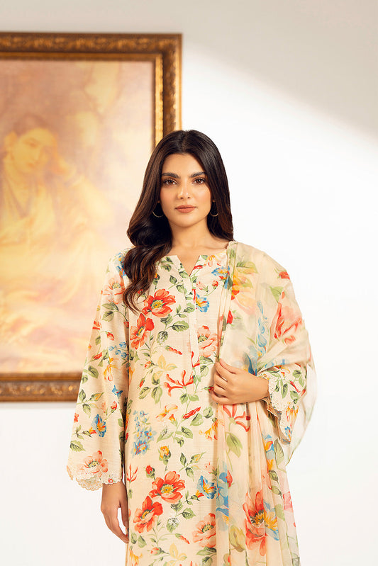 3 Piece Unstitched Printed Slub Khaddar Printed (UC0083)