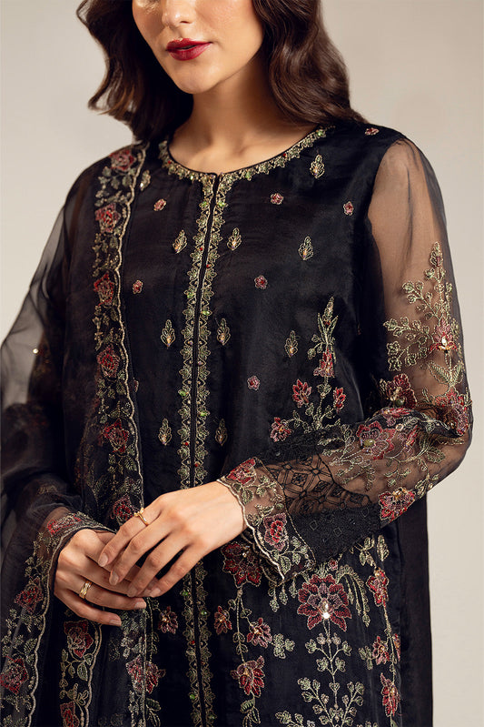 3 Piece Unstitched Organza Embroidered Suit (UF0022)