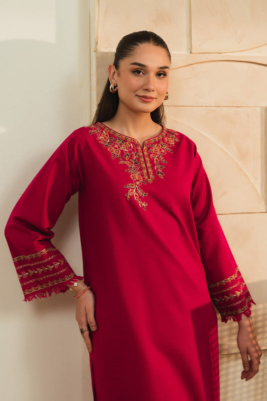 2 Piece Slub Khaddar Embroidered Suit  (AE0043)