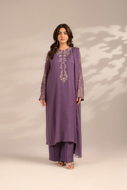 3 Piece Chiffon Embroidered Suit (FS0090)