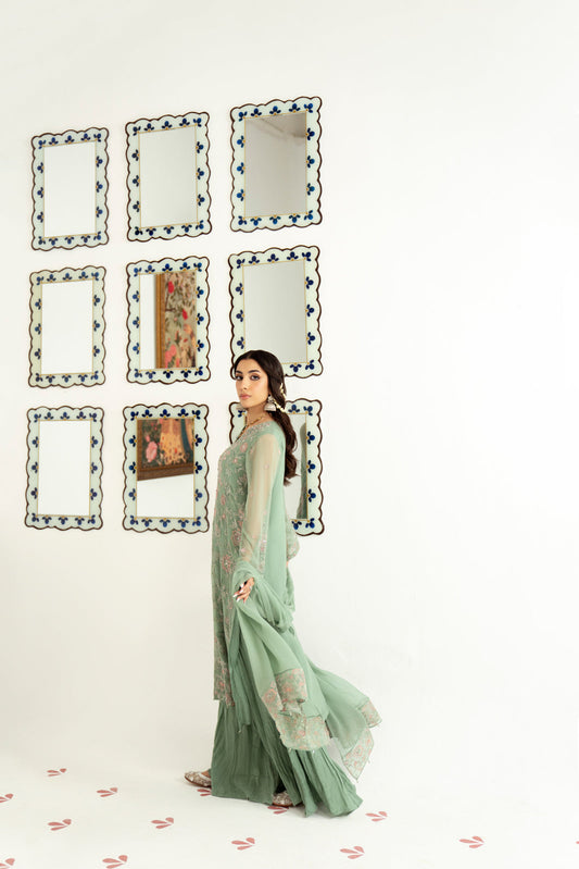 3 Piece Chiffon Embroidered Suit (FW0009)